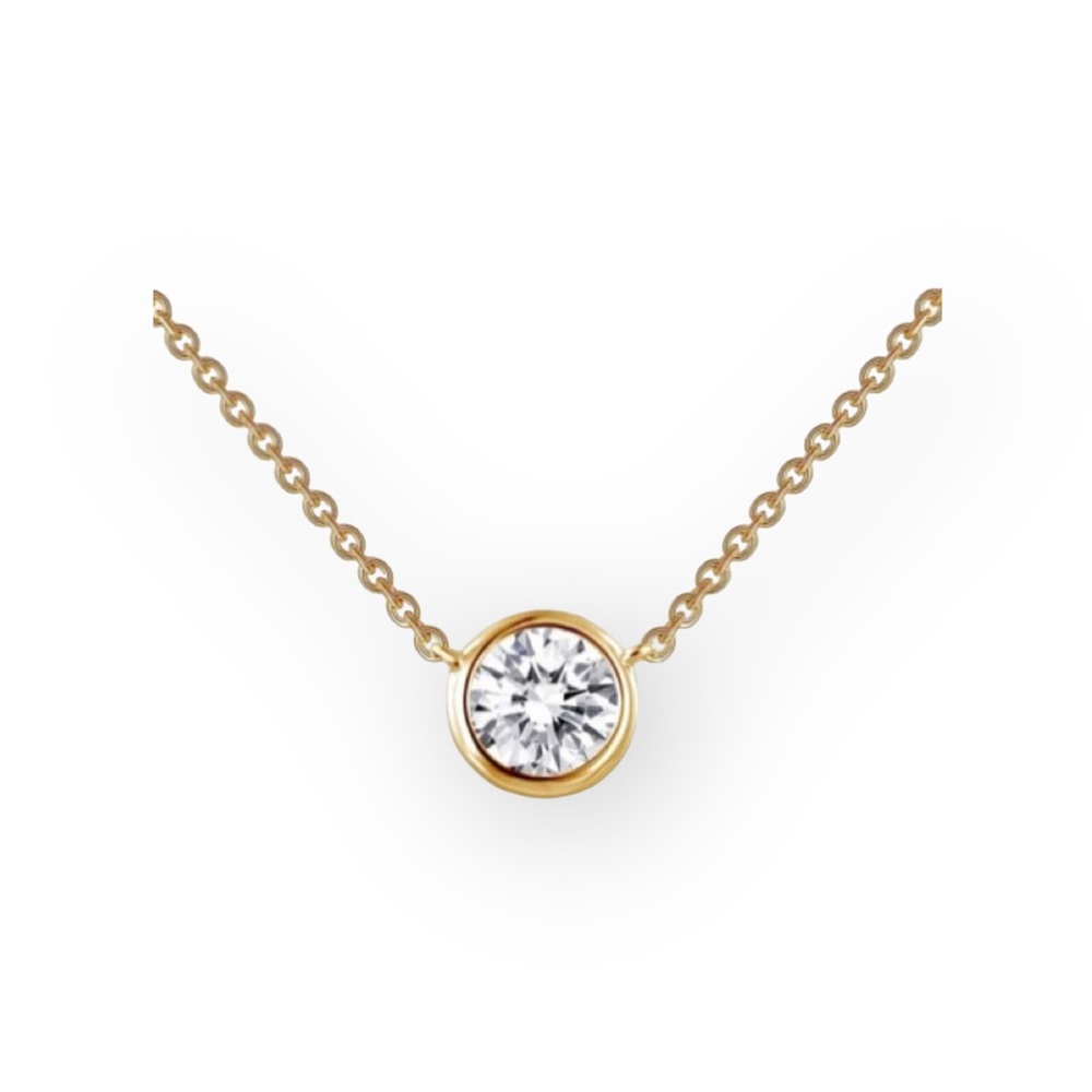new Lassaire ☺︎︎ Bezel Set Simulated Diamond Necklace ☺︎︎ 18K Gold Plated 925 SS